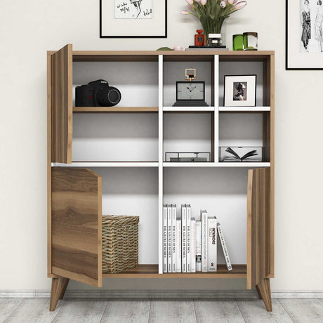 Gabinete de pared Pulso de nogal Melamina blanca 100x115x30 cm