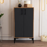 Schoenenkasten - Schoenenkast Prag Walnoot Antraciet Melamine 60x111x35 cm - Dimehouse
