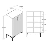 Schoenenkasten - Schoenenkast Prag Walnoot Antraciet Melamine 60x111x35 cm - Dimehouse