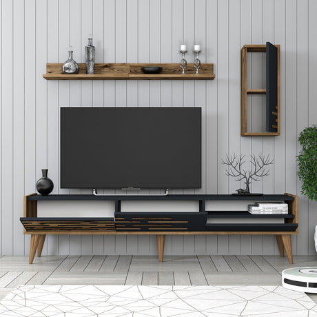 Juego de muebles de TV valsiya nuez antracita melamina 180x35x45 cm