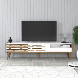 TV Meubels - TV Meubel Valensiya Walnoot Wit Melamine 180x35x45 cm - Dimehouse