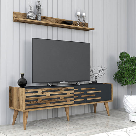Juego de muebles de TV valsiya nuez antracita melamina 140x35x45 cm