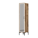 Kledingkasten - Kledingkast Kumual R Walnoot Wit Melamine 40x47,5x201,4 cm - Dimehouse