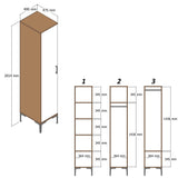 Kledingkasten - Kledingkast Kumual R Walnoot Wit Melamine 40x47,5x201,4 cm - Dimehouse
