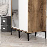 Kledingkasten - Kledingkast Kumsal RS Walnoot Wit Melamine 80x47,5x201,4 cm - Dimehouse