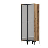 Kledingkasten - Kledingkast Kumsal RR Walnoot Antraciet Melamine 80x47,5x201,4 cm - Dimehouse