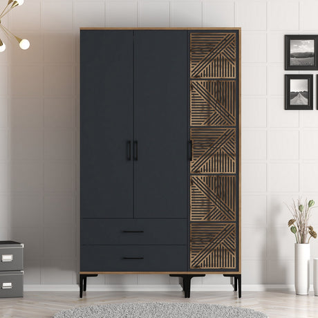 Armario kumual pt nuez antracita melamina 120x47.5x201.4 cm