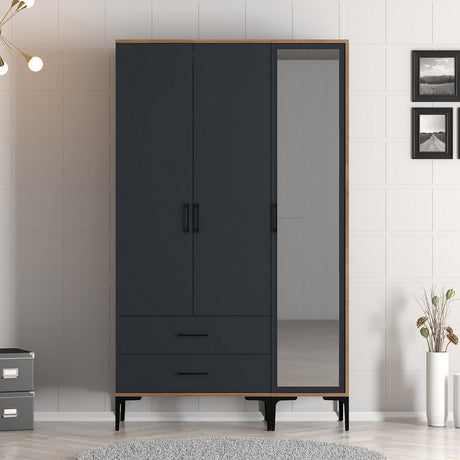 Armario kumual rt nuez antracita melamina 120x47.5x201.4 cm