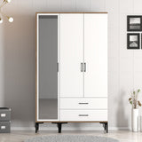 Kledingkasten - Kledingkast Kumual RT Walnoot Wit Melamine 120x47,5x201,4 cm - Dimehouse