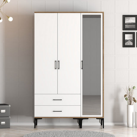 Armario Kumual Rt Nuez Melamina blanca 120x47.5x201.4 cm