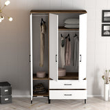 Kledingkasten - Kledingkast Kumual RT Walnoot Wit Melamine 120x47,5x201,4 cm - Dimehouse