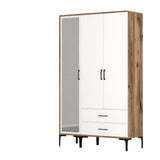 Kledingkasten - Kledingkast Kumual RT Walnoot Wit Melamine 120x47,5x201,4 cm - Dimehouse