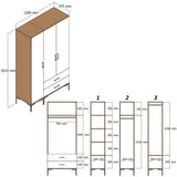Kledingkasten - Kledingkast Kumual RT Walnoot Wit Melamine 120x47,5x201,4 cm - Dimehouse