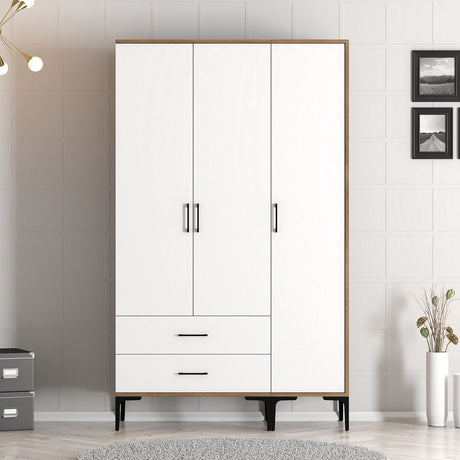 Armario Kumual St Nogal Melamina White 120x47.5x201.4 cm