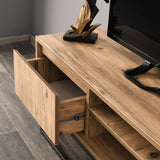 TV Meubels - TV Meubel Belinda Zwart Dennenhout Melamine 140x50x40 cm - Dimehouse