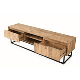 TV Meubels - TV Meubel Belinda Zwart Dennenhout Melamine 140x50x40 cm - Dimehouse