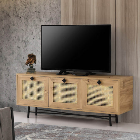 Japandi Mueble TV Alcazar Roble Melamina 140x60x40 cm