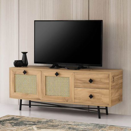 Muebles de TV Hapsiyyas Oak Black Melamine 140x60x40 cm