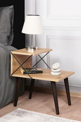Nachtkastjes - Nachtkastje Cross Eik Melamine 50x55x40 cm - Dimehouse