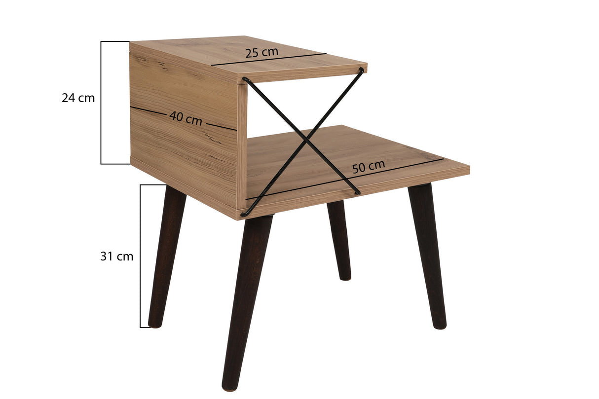 Nachtkastjes - Nachtkastje Cross Eik Melamine 50x55x40 cm - Dimehouse