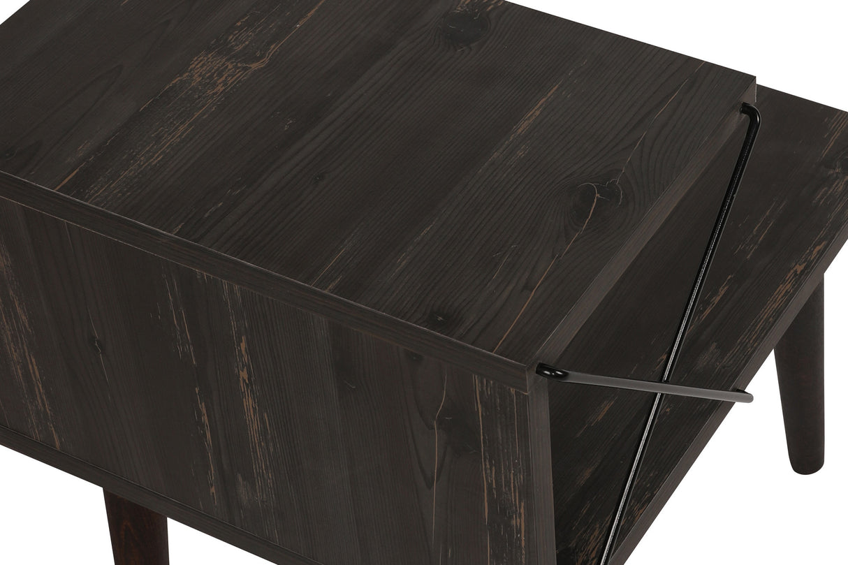Nachtkastjes - Nachtkastje Cross Donkerbruin Melamine 50x55x40 cm - Dimehouse