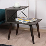 Nachtkastjes - Nachtkastje Cross Donkerbruin Melamine 50x55x40 cm - Dimehouse