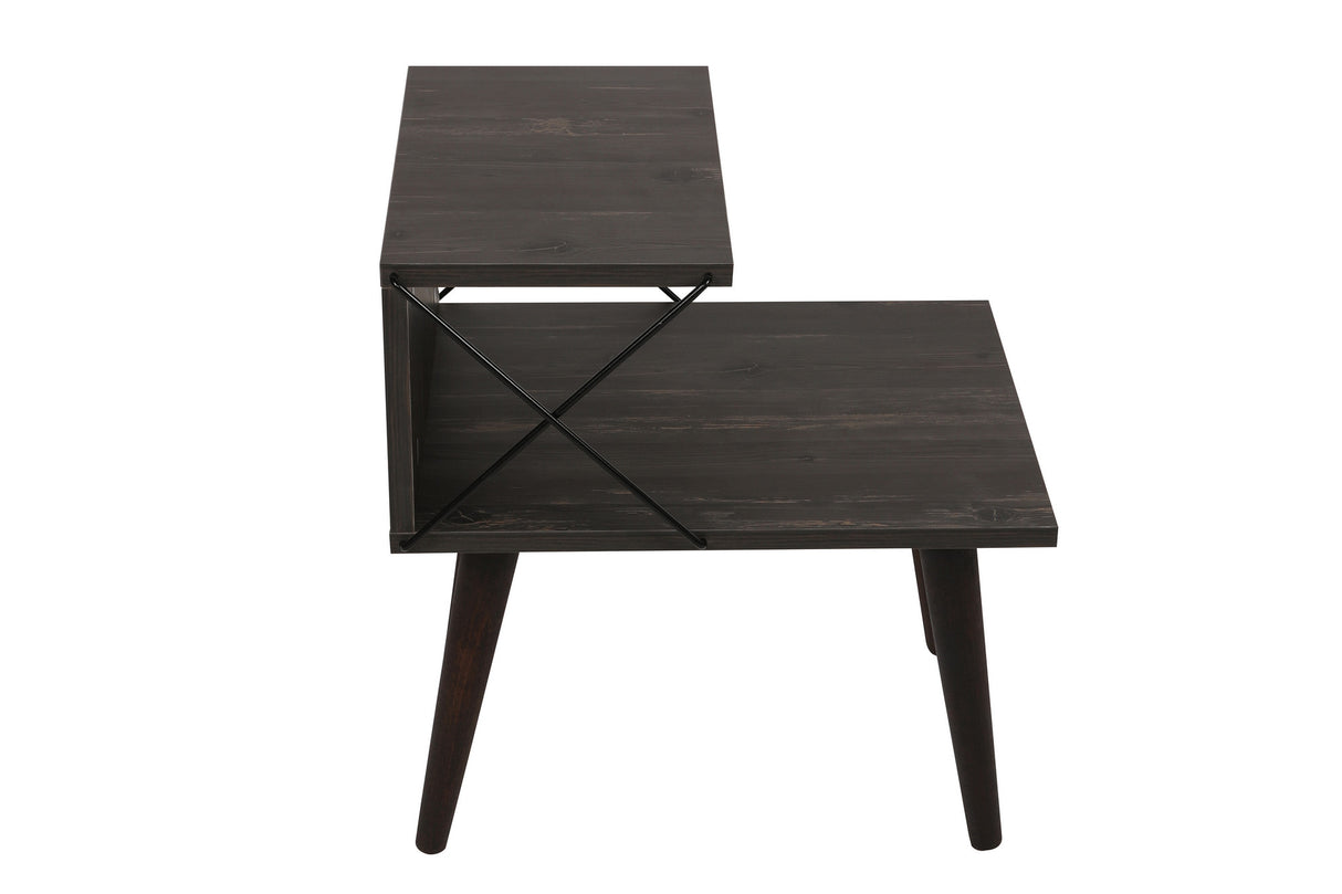 Nachtkastjes - Nachtkastje Cross Donkerbruin Melamine 50x55x40 cm - Dimehouse