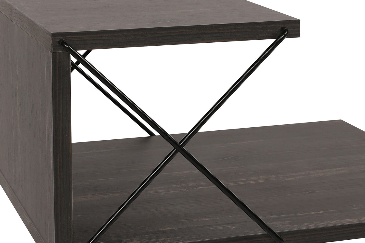 Nachtkastjes - Nachtkastje Cross Donkerbruin Melamine 50x55x40 cm - Dimehouse