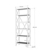 Boekenkasten - Boekenkast Suadiye Atlantisch Dennenhout Zwart Melamine 50x180x30 cm - Dimehouse