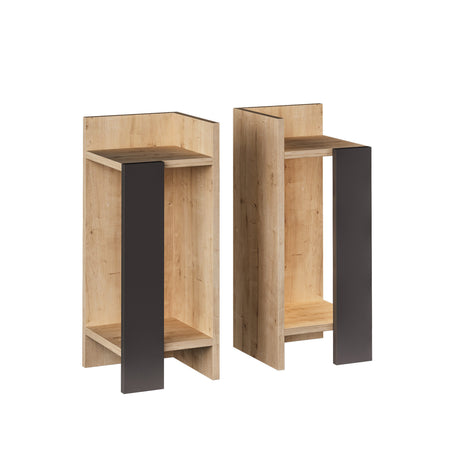 Mesa de noche Juego de 2 elos de roble antracita melamina 25x60x27 cm