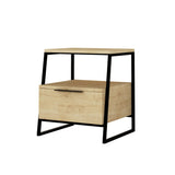 Nachtkastjes - Nachtkastje Pal Eik Zwart Melamine 45x50x41 cm - Dimehouse