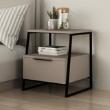 Nachtkastjes - Nachtkastje Pal Mokka Zwart Melamine 45x50x41 cm - Dimehouse