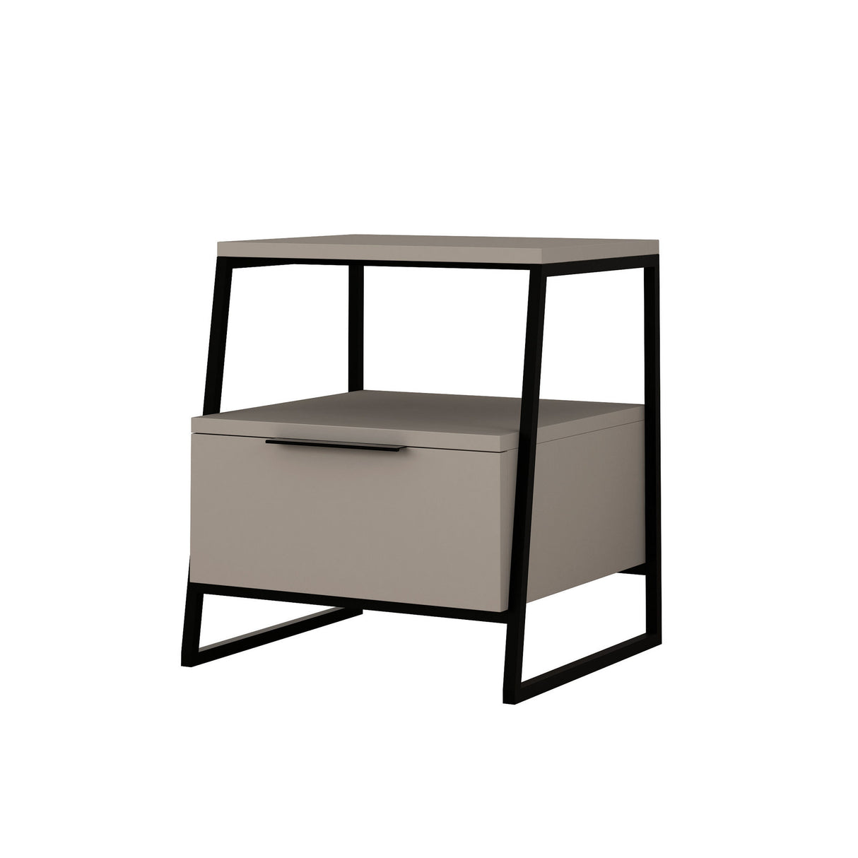 Nachtkastjes - Nachtkastje Pal Mokka Zwart Melamine 45x50x41 cm - Dimehouse