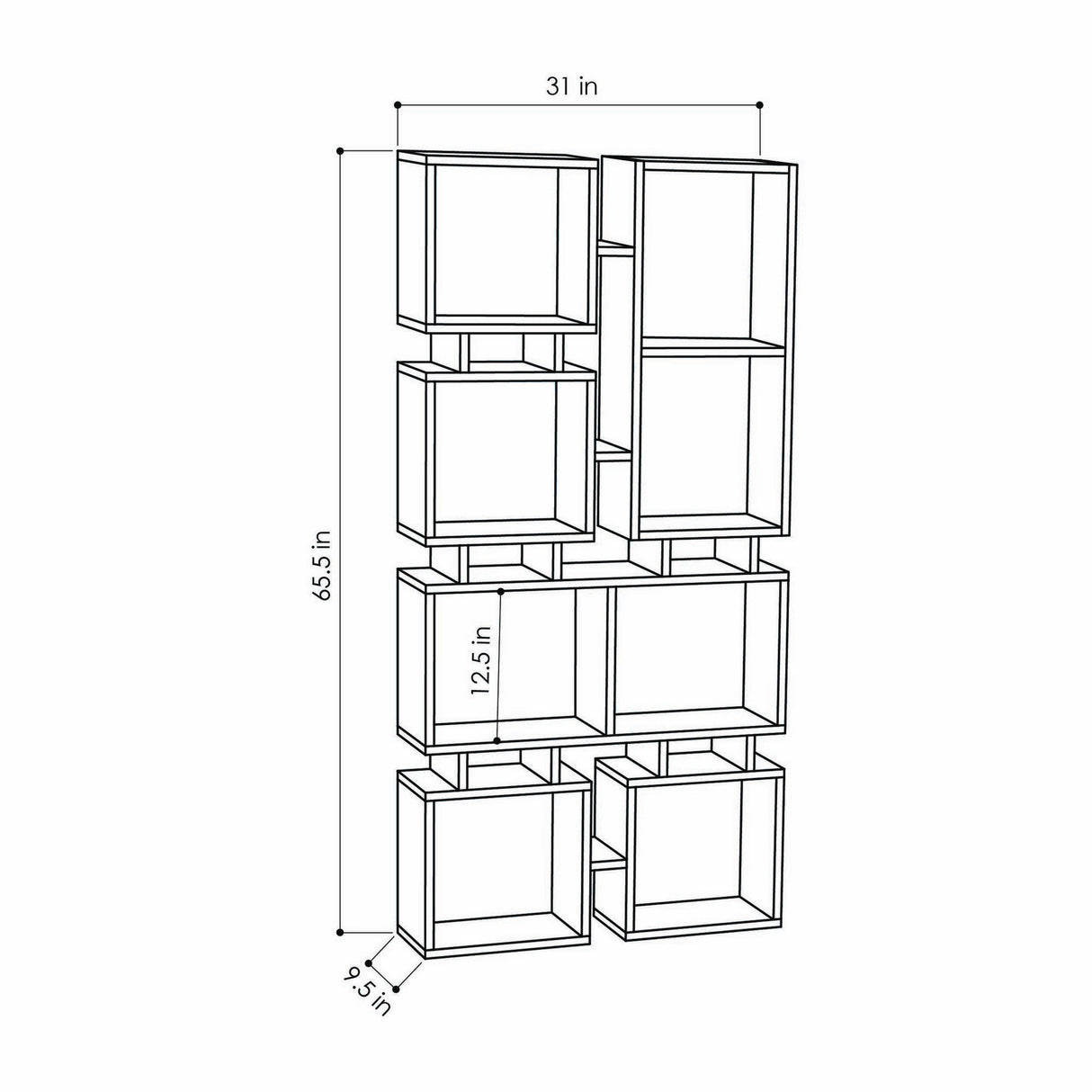 Boekenkasten - Boekenkast Rail Wit Melamine 79x166,5x24 cm - Dimehouse