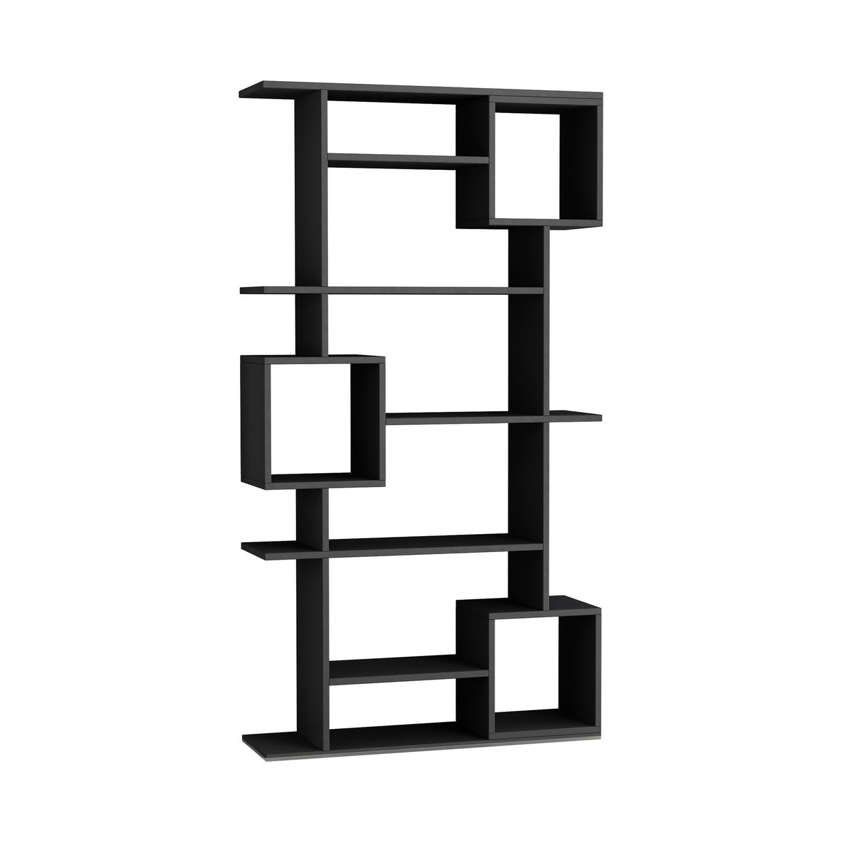 Boekenkasten - Asymmetrische boekenkast antraciet melamine Soto 92x173x28 cm - Dimehouse