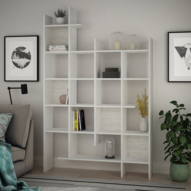 Boekenkasten - Boekenkast wit melamine Manco 122x188x25,5 cm - Dimehouse