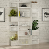 Boekenkasten - Moderne boekenkast met asymmetrische vakken wit melamine Niho 120x171x20 cm - Dimehouse
