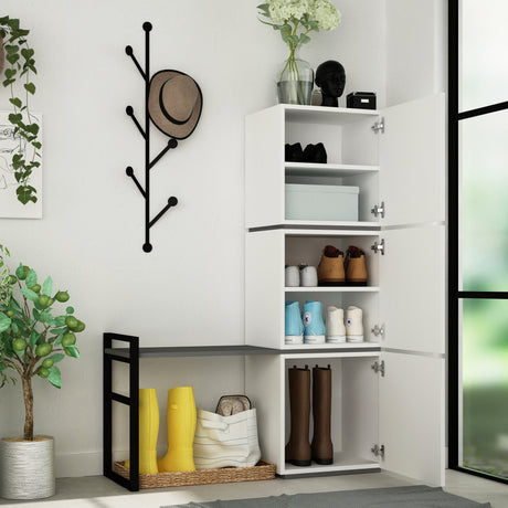 Gabinete de zapato Mello White Anthracite Melamine 109x149x39 cm