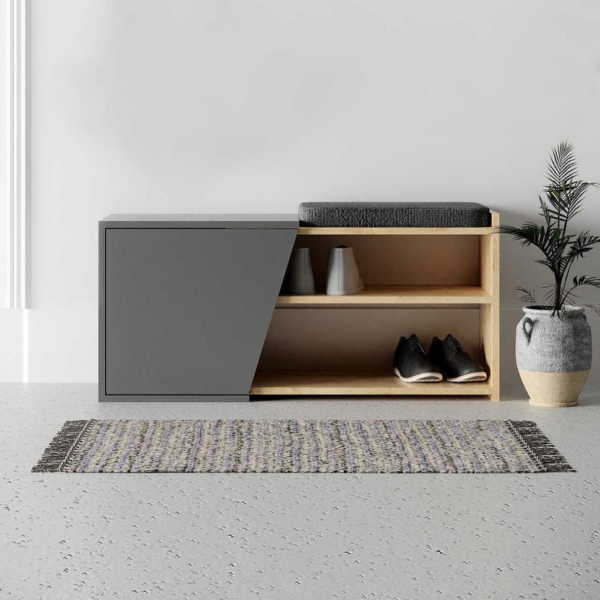 Gabinete de zapato Fiona Oak antracita melamina 104x37x47 cm