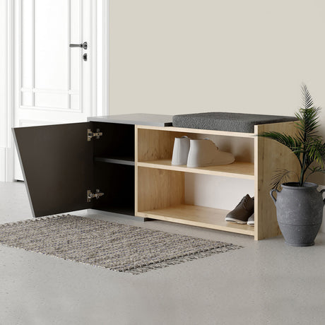 Gabinete de zapato Fiona Oak antracita melamina 104x37x47 cm