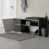 Schoenenkasten - Schoenenkast Fiona Bench Antraciet Wit Melamine 104,6x47,2x37,5 cm - Dimehouse