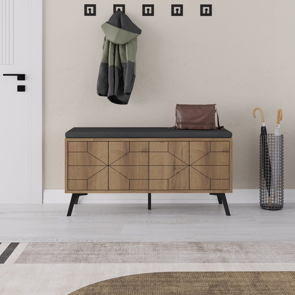 Schoenenkasten - Schoenenkast Dune Bench Naturel Melamine 107x55x35 cm - Dimehouse