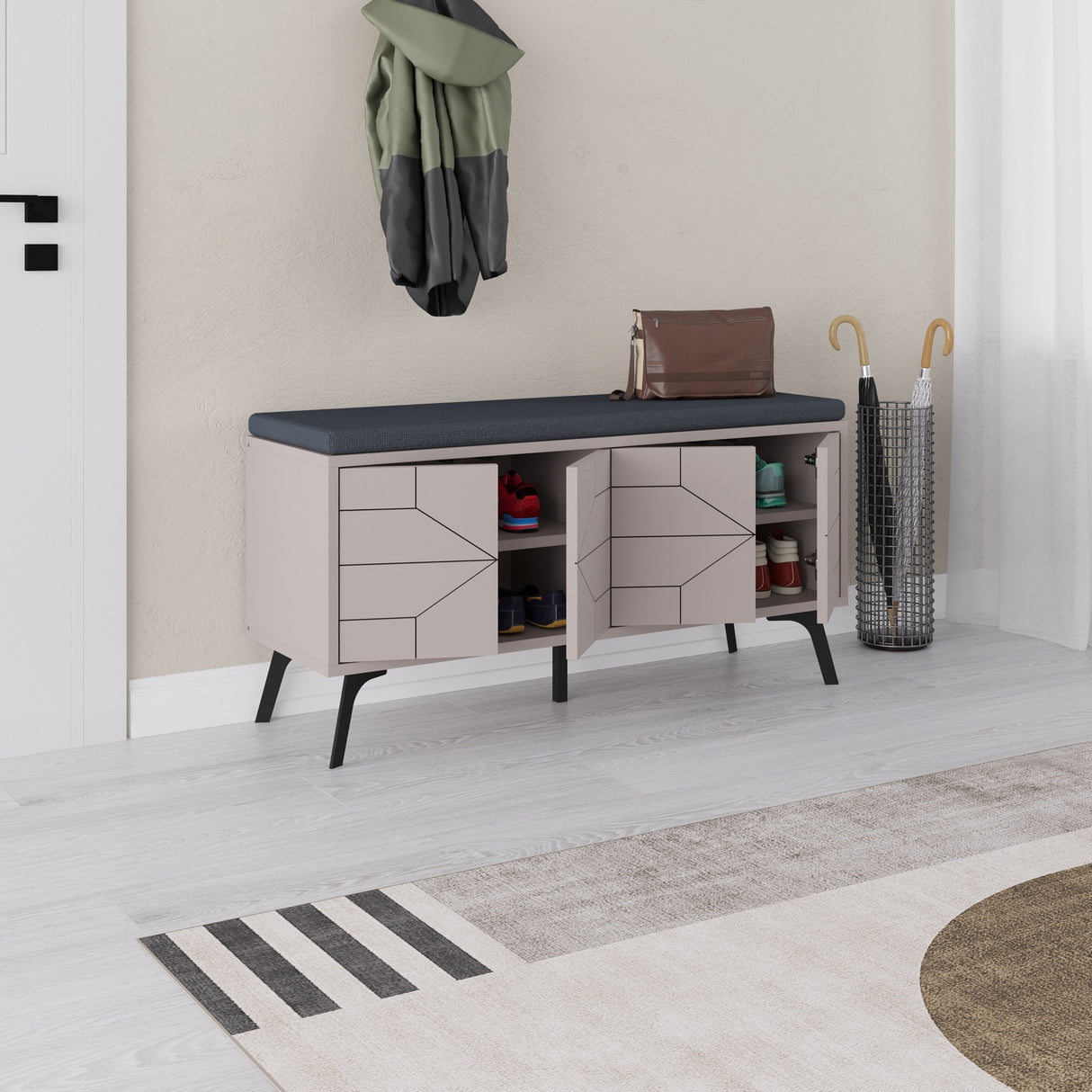 Schoenenkasten - Schoenenkast Dune Bench Mokka Melamine 107x55x35 cm - Dimehouse