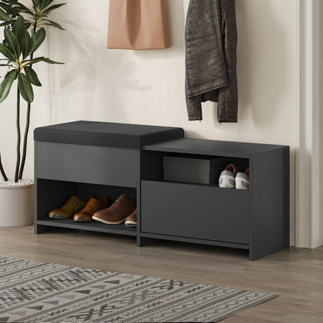 Gabinete de zapato Filux Anthracite Melamine 120.3x51x40.5 cm