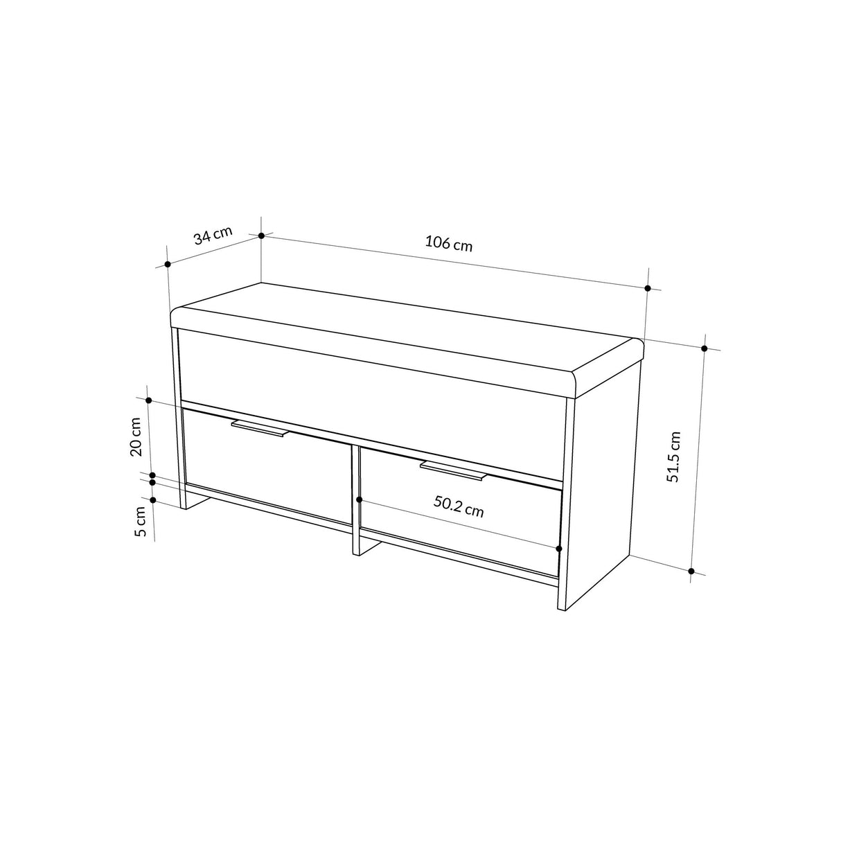 Schoenenkasten - Schoenenkast Cove Naturel Melamine 106x50x34 cm - Dimehouse