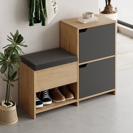 Harbour del gabinete de zapatos Antracita Oak Melamine 101.5x80.5x35.5 cm