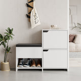 Schoenenkasten - Schoenenkast Haven Wit Melamine 101,5x80,5x35,5 cm - Dimehouse