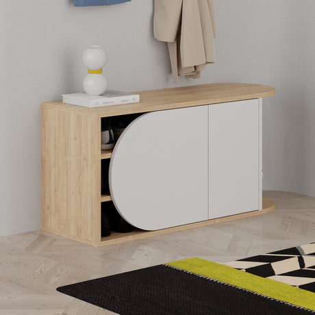 Gabinete de zapato Nova Bench Oak White Melamine 104x50x37 cm