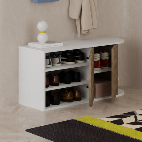 Gabinete de zapato Nova Bench Naturel White Melamine 104x50x37 cm