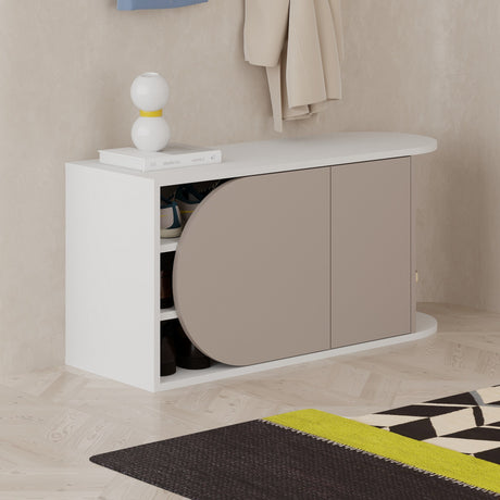 Gabinete de zapato Nova Bench Mokka White Melamine 104x50x37 cm